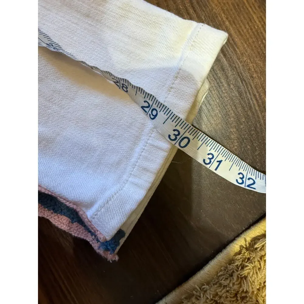 Anthropologie Pilcro Side Crochet Skinny Ankle Length White Denim Jeans Size 29